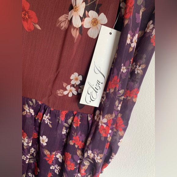 Eliza J Floral Mockneck Tiered Mini Dress, size 8 - Picture 7 of 7